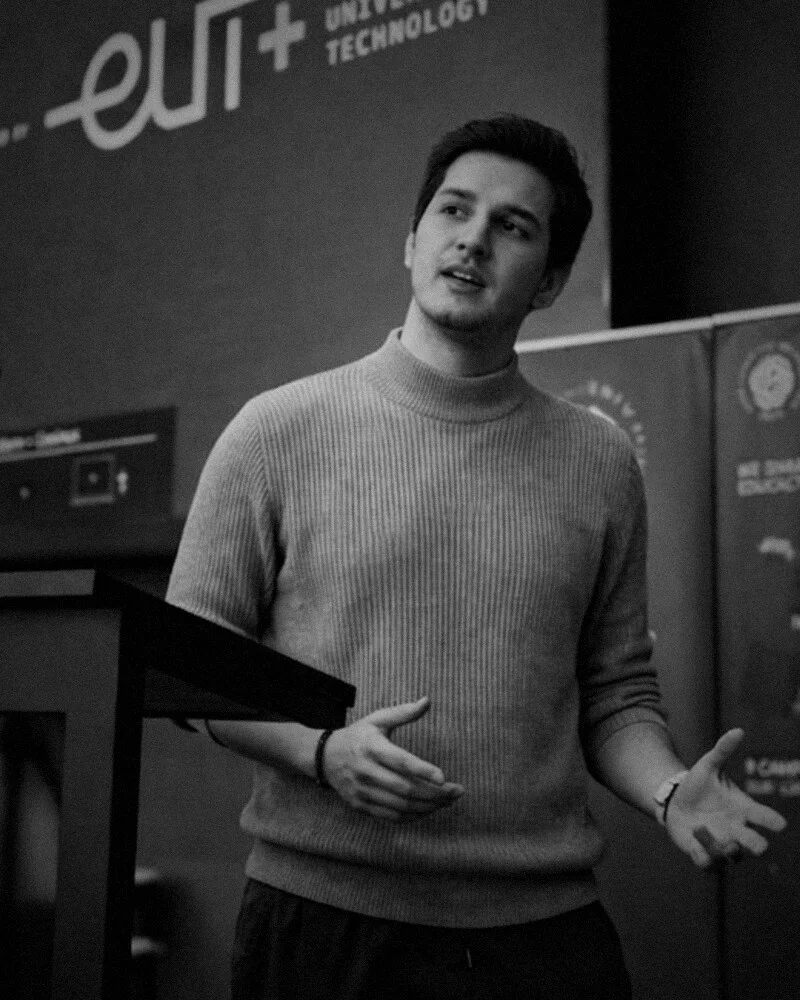 Vilian Gerdzhikov giving a talk at a European University of Technology (EUT+) event.